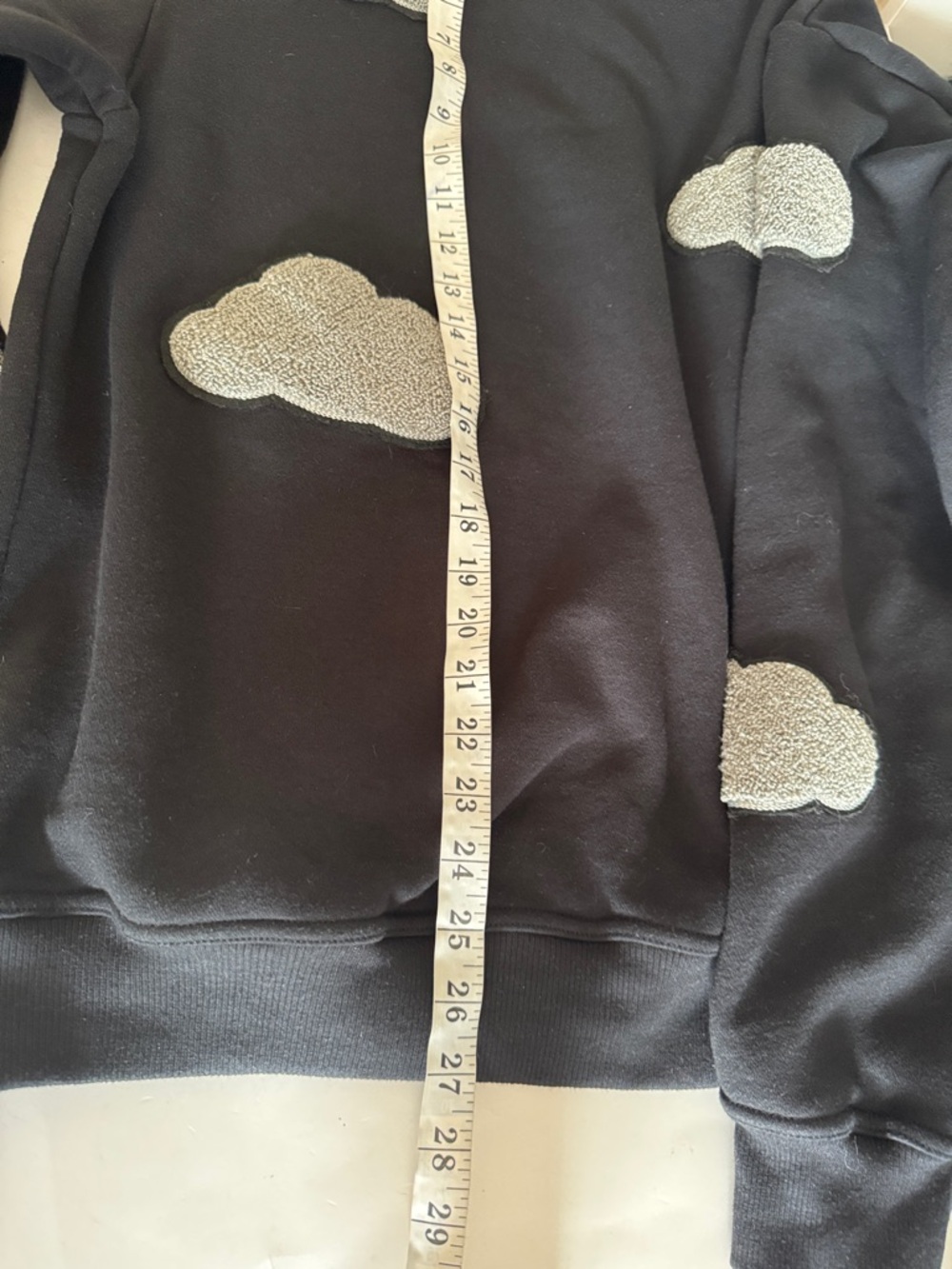 Steady Hands Black Playful Gray Cloud Patch Applique Oversized Sweatshirt size M - Picture 9 of 9